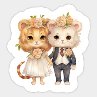 Lion Couple Gets Married Sticker